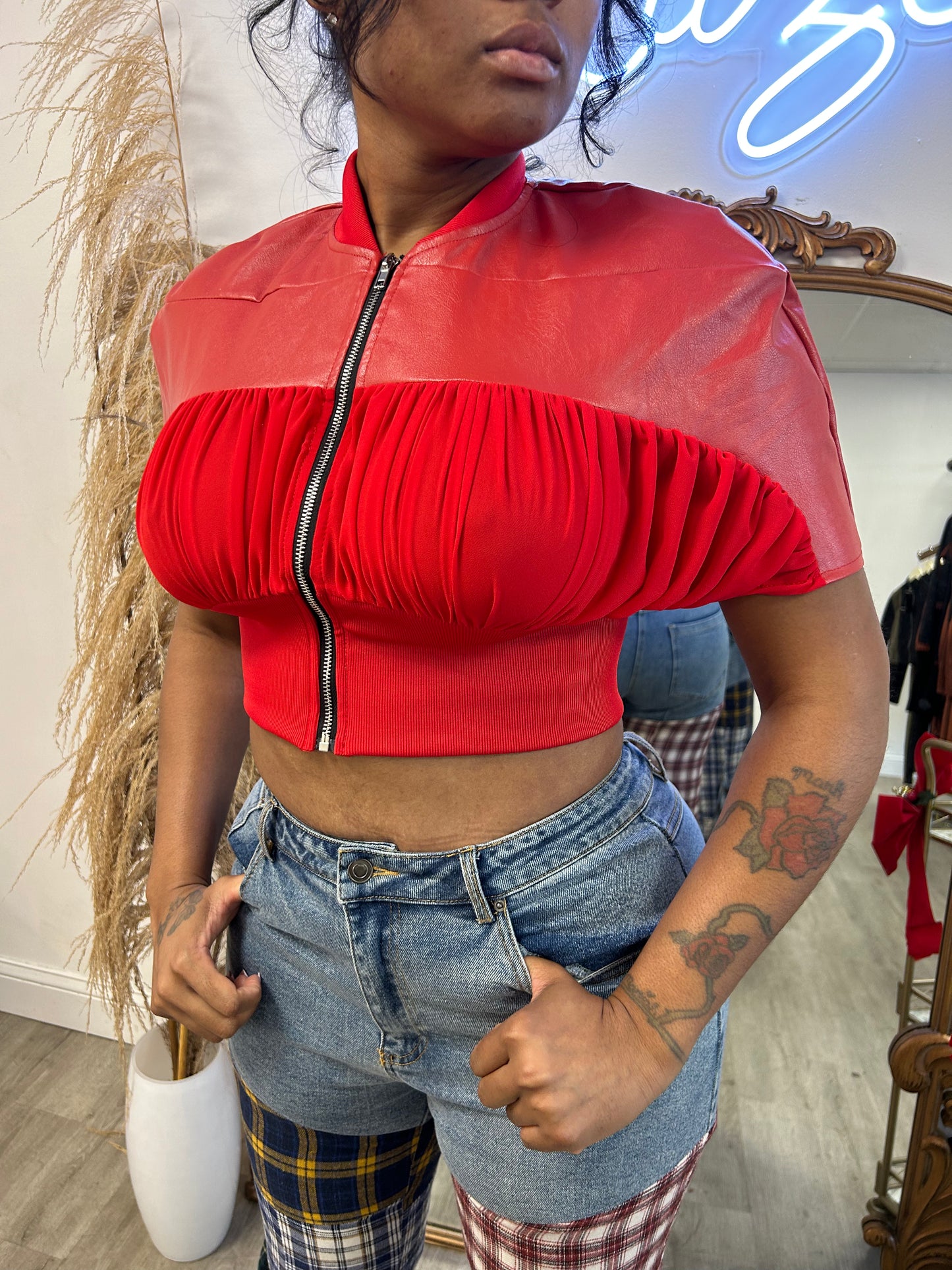 Jetta red leather top