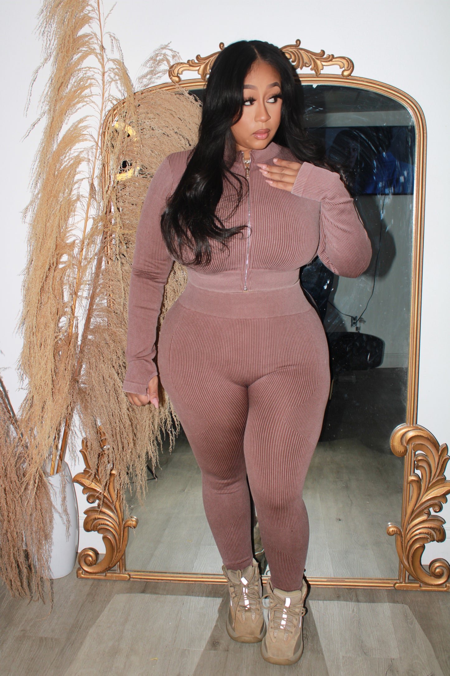 Moca ribbed set