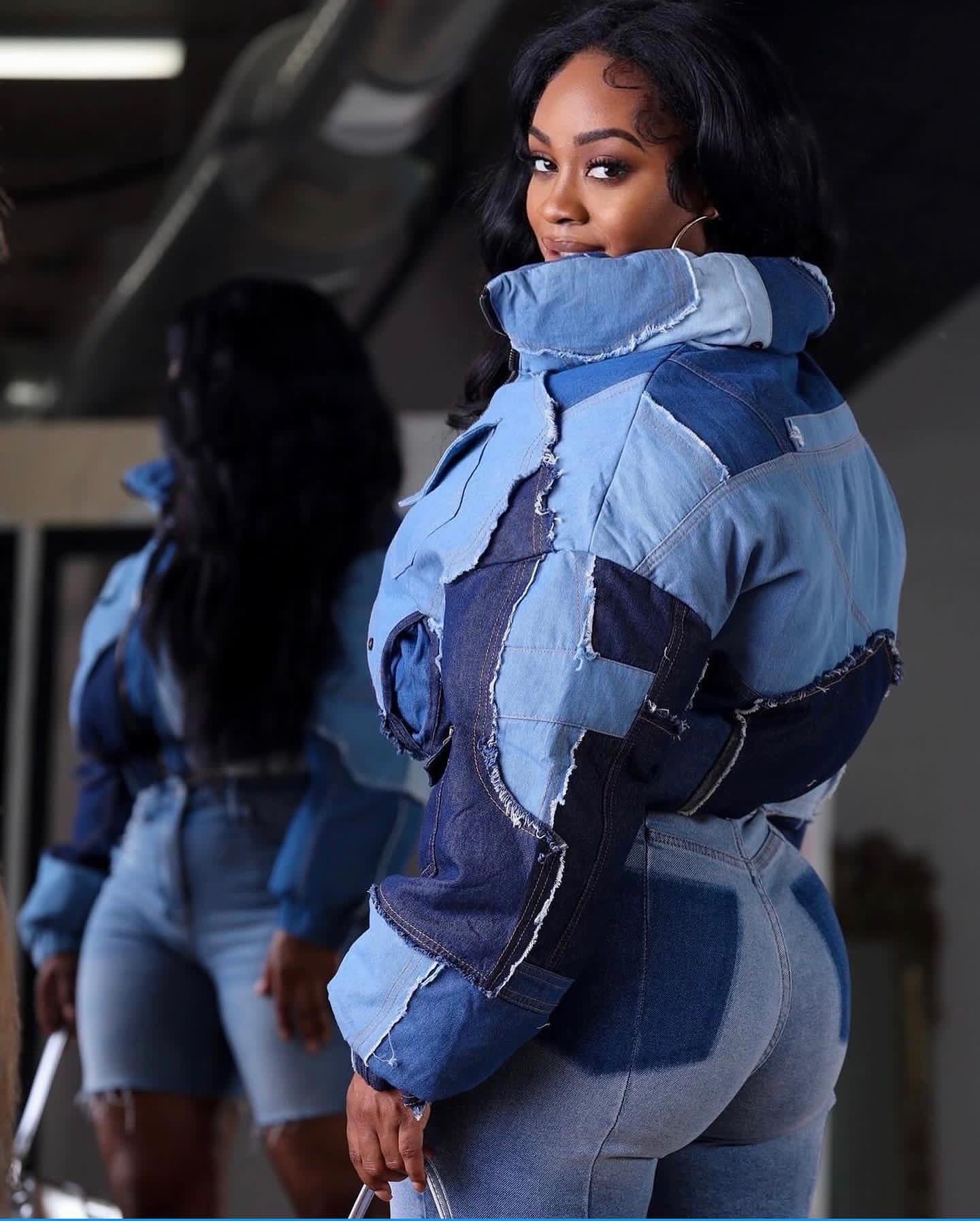 Patch work denim jacket