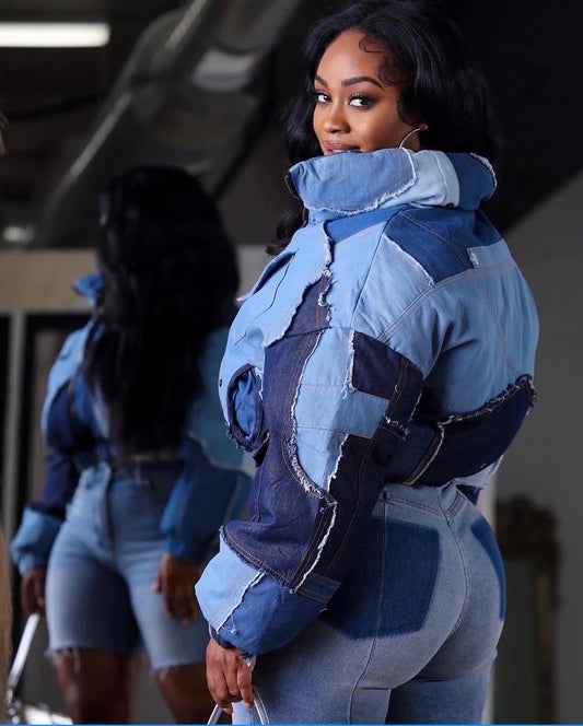Patch work denim jacket